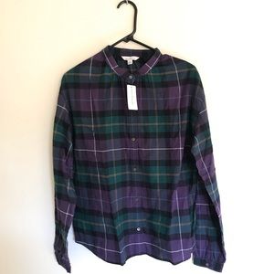 NWT L.L. Bean Flannel Collarless Shirt